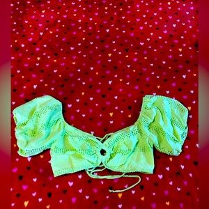 Green Puff Sleeve Crop Top